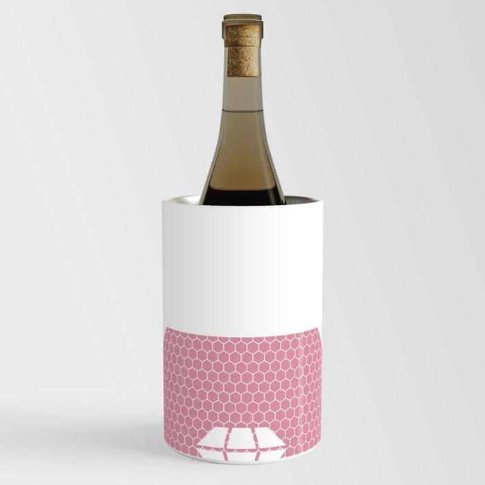 White Diamond Lace Horizontal Split on Blush Pink Wine Chiller