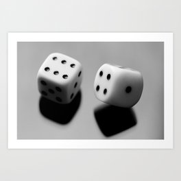 Tumbling dice black and white portrait photograph Art Print