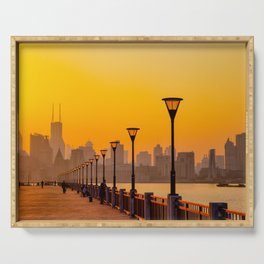 Sunset Cityscape by the River Serving Tray