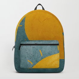 Yellow Sun On Turquoise Grunge Texture Backpack