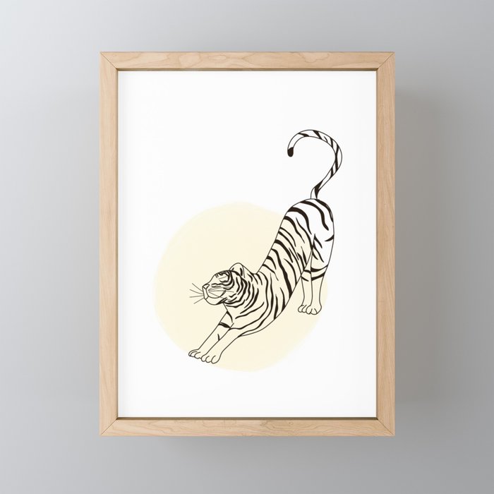 Stretching Tiger Framed Mini Art Print