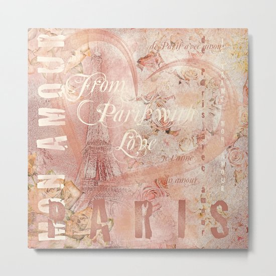 From Paris With Love In Salmon-Rosé Metal Print
