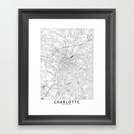 Charlotte White Map Framed Art Print