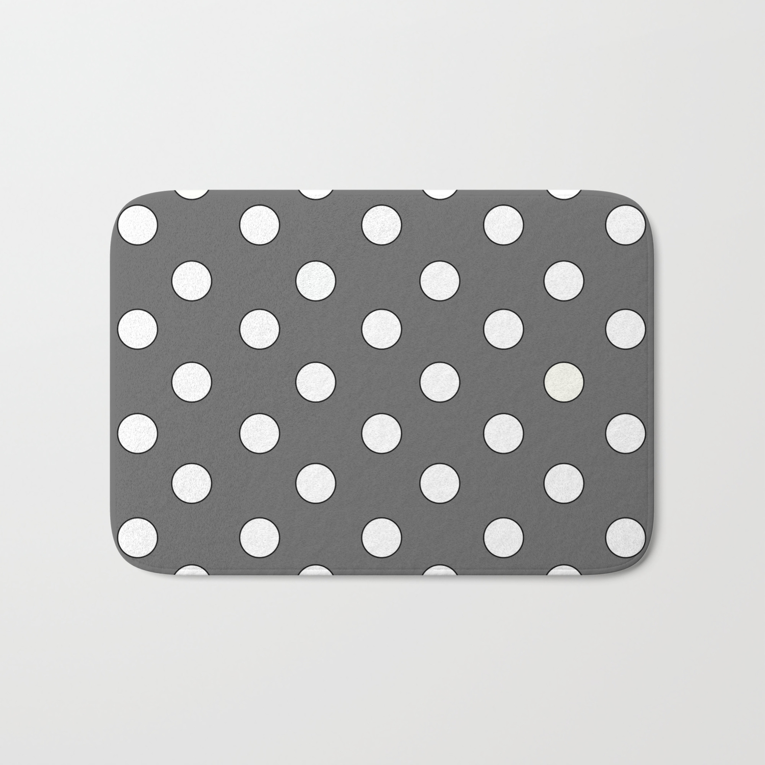 Grey Pastel Polka Dots Bath Mat By Saymmmkay Society6