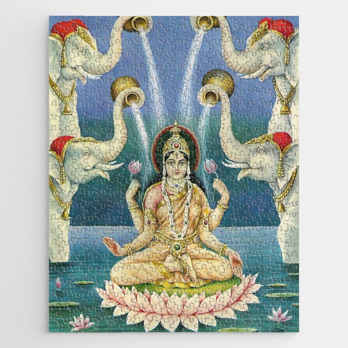 Lakshmi with Elephants Gajalakshmi Jigsaw Puzzle