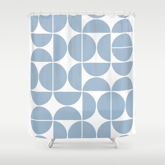 Mid Century Modern Geometric 04 Soft Blue Shower Curtain