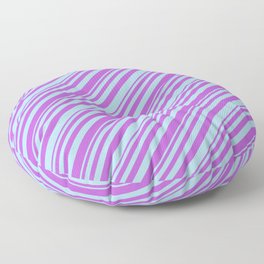 [ Thumbnail: Orchid and Light Blue Colored Lined Pattern Floor Pillow ]