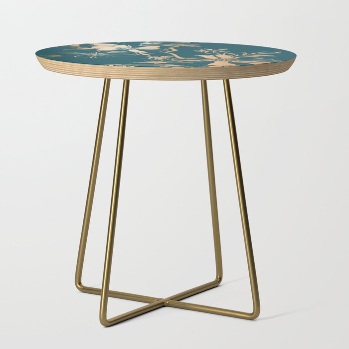 Exotic Flower Art in Teal and Copper Side Table