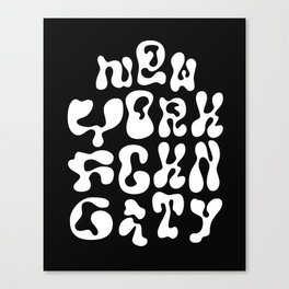 New York Fckn City Squirm White on Black Canvas Print