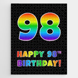 [ Thumbnail: HAPPY 98TH BIRTHDAY - Multicolored Rainbow Spectrum Gradient Jigsaw Puzzle ]