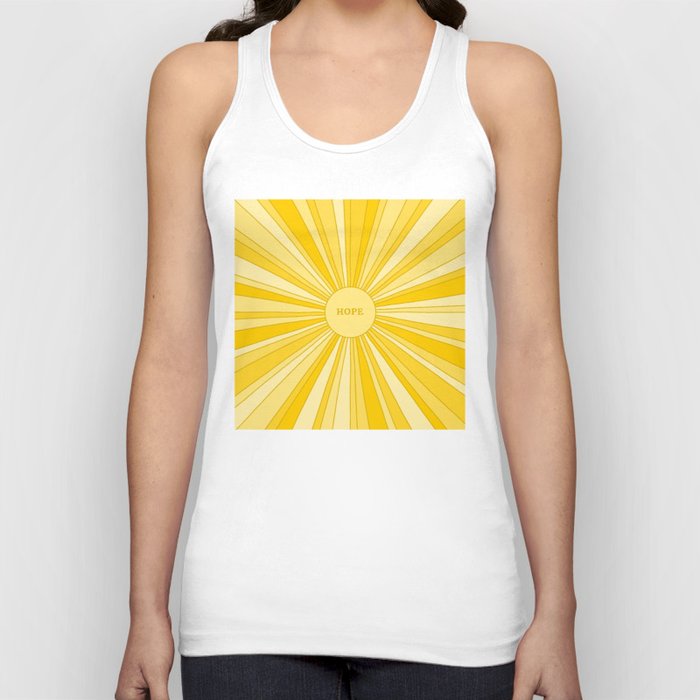 Retro sun with rays in gold and yellow + HOPE Tank Top