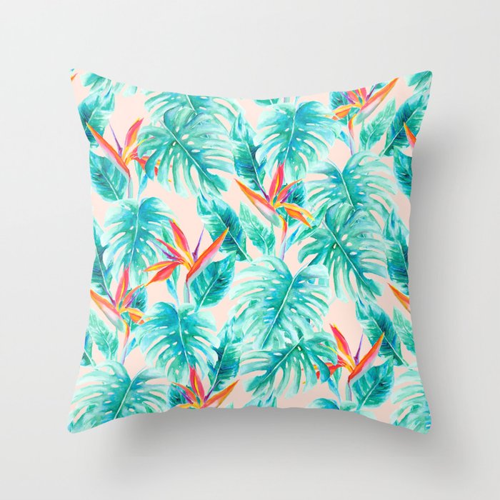Tropical Paradise Pale Peach Throw Pillow