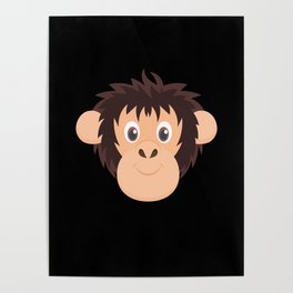 Monkey Kids Monkey Head Chimpanzee Poster