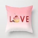 Perfect Pink Cupcake LOVE Throw Pillow by patriciasheadesigns | Society6