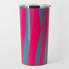 Bold Wavy Hot Pink and Bright Blue Abstract Pattern Travel Mug