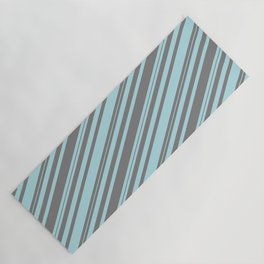 [ Thumbnail: Grey and Powder Blue Colored Lined/Striped Pattern Yoga Mat ]