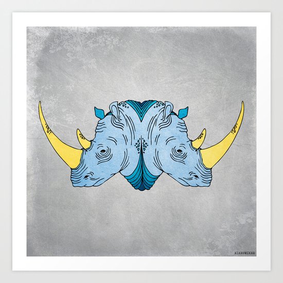 Double Trouble - Rhino Art Print