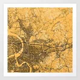 Taiwan, Taipei - Minimalist city Map - Yellow Art Print