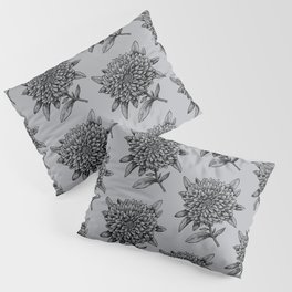 Elegant Flowers Floral Nature Black + Gray Grey Pillow Sham