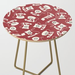 Vintage Rotary Dial Telephone Pattern on Antique Red Side Table