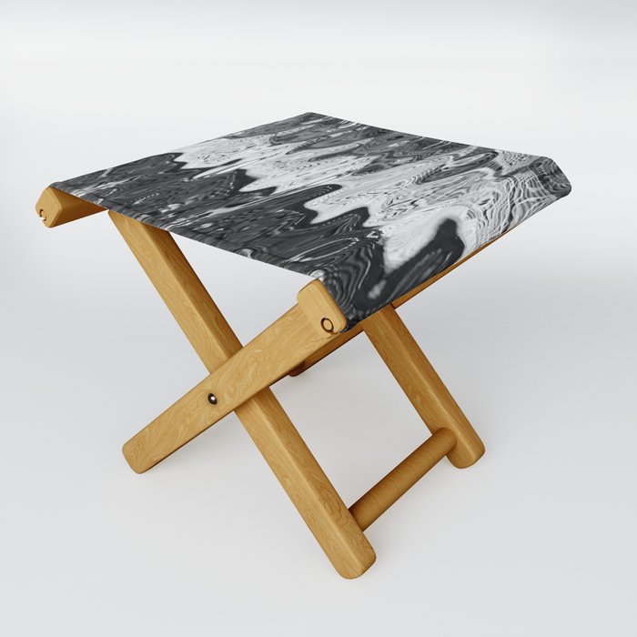 Black and White Abstract Ocean Reflections Folding Stool