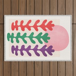 Pink Sun & Leaves: Matisse Paper Cutouts VII Outdoor Rug