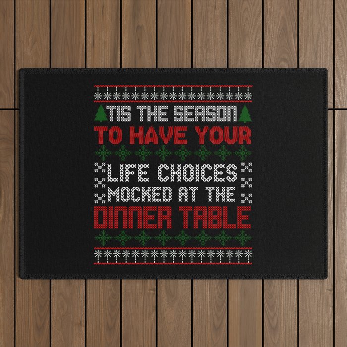 Ugly Sweater Christmas Sarcastic Quote Outdoor Rug