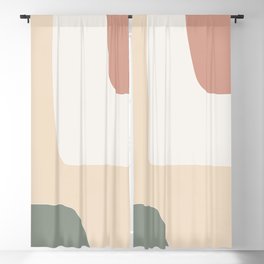 Terracotta and Olive Green Block Pattern Blackout Curtain
