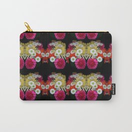 Beautiful Floral Arrangement Pattern on Black Carry-All Pouch