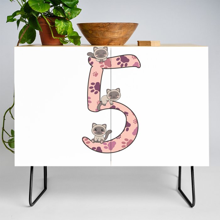 Siamese Cat Fifth Birthday For Kids Cats Credenza