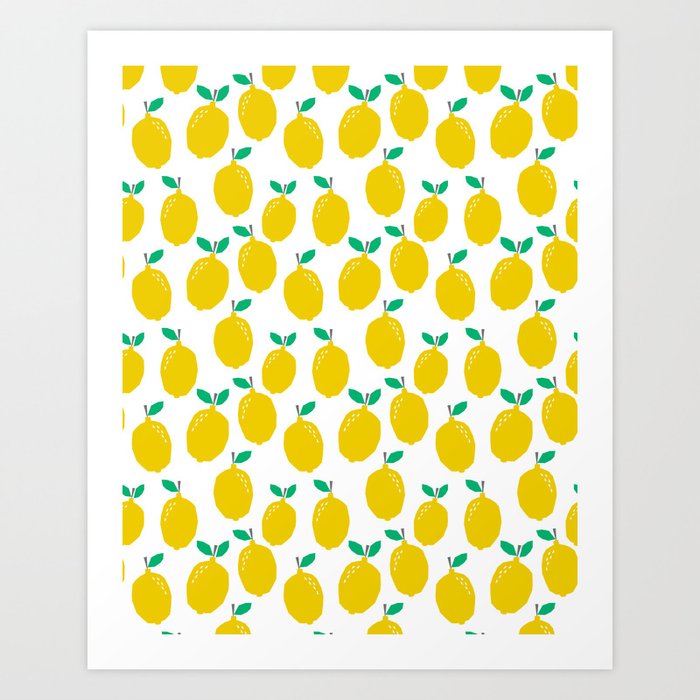 Lemons - Tropical citrus summer fresh modern pattern bright garden vegetables vegan Art Print