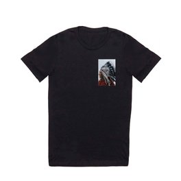 Lazy Boy - Blackfoot Indian Chief T Shirt | Digital, Nativeamerican, Robe, Blackfoot, Headdress, Portrait, Colorized, Harris Ewing, Red, Eaglefeathers 