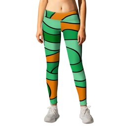 Abstract pattern - green and orange. Leggings