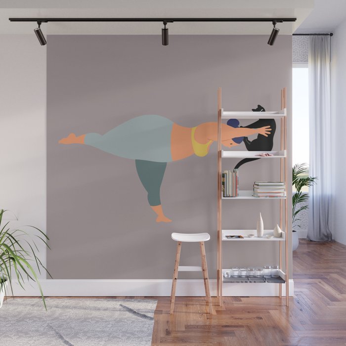 Yoga With Cat 21 Wall Mural