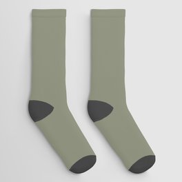 Dark Green-Brown Solid Color Pantone Oil Green 17-0115 TCX Shades of Green Hues Socks