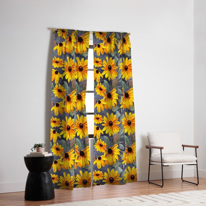 Black Eyed Susan Pattern Blackout Curtain By Roxygart Society6