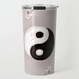 Yin Yang and Sakura Blossom Travel Mug