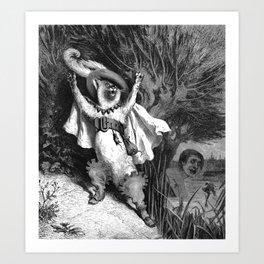 Puss in Boots / Chat Botté Art Print | Drawing, Black and White, Vintage, Engraving, Graphite, Contes, Boot, France, Illustration, Gravure 