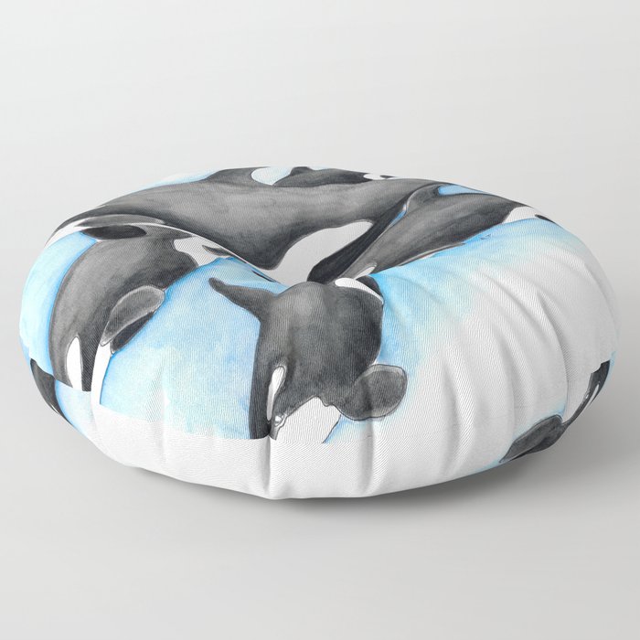 Orca Whales Pod Floor Pillow