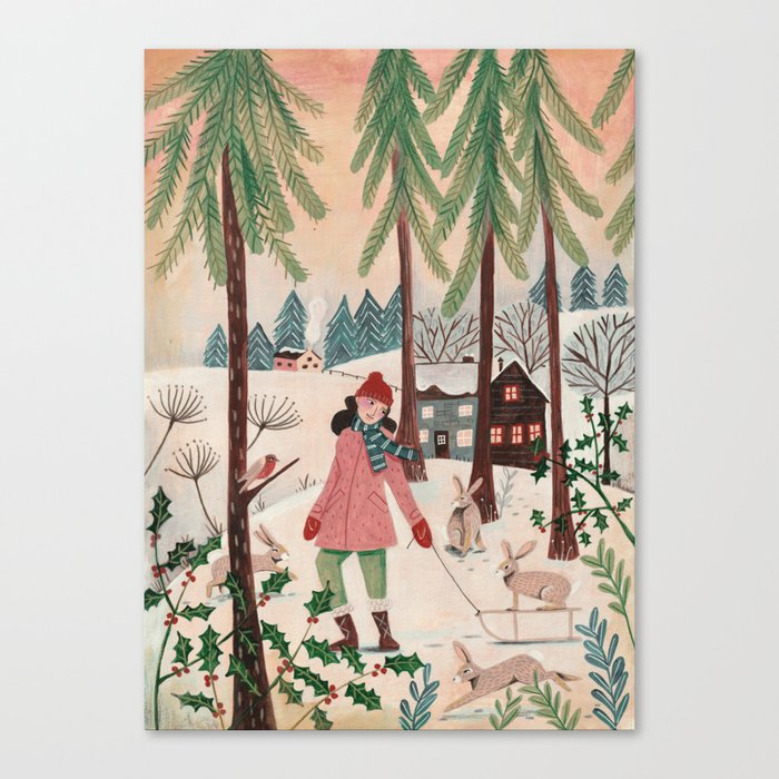 Woman year of the rabbit winter Canvas Print
