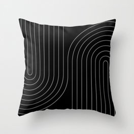 Minimal Line Curvature XXVI Black and Grey Mid Century Modern Arch Abstract Throw Pillow