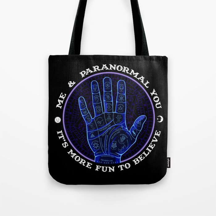 Me & Paranormal You - James Roper Design - Palmistry (white lettering) Tote Bag