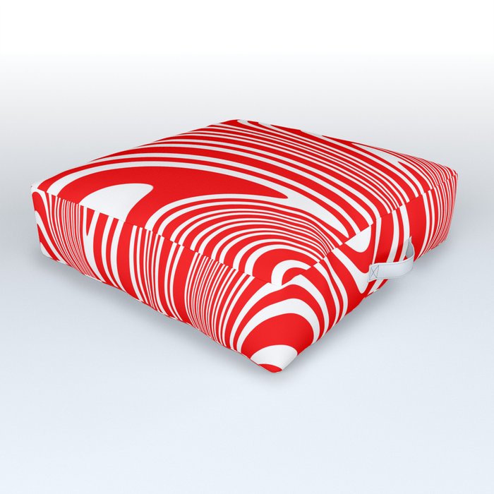 Groovy Psychedelic Swirly Trippy Funky Candy Cane Abstract Digital Art Outdoor Floor Cushion