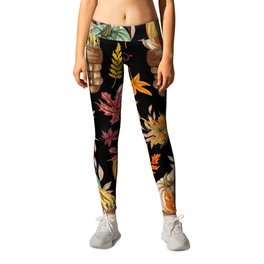 Watercolor Pumpkins Background Illustration Leggings