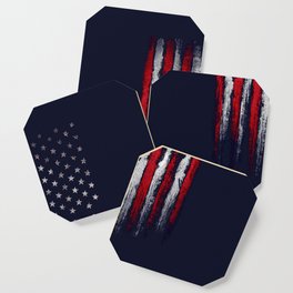 Red & white American flag on Navy ink Coaster