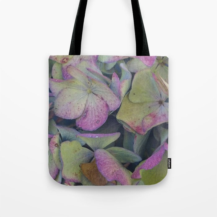 Hydrangea flowers imperfect blue and green Tote Bag