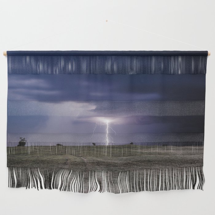 Bug Zapper - Lightning Strikes the Plains on a Stormy Night in Oklahoma Wall Hanging
