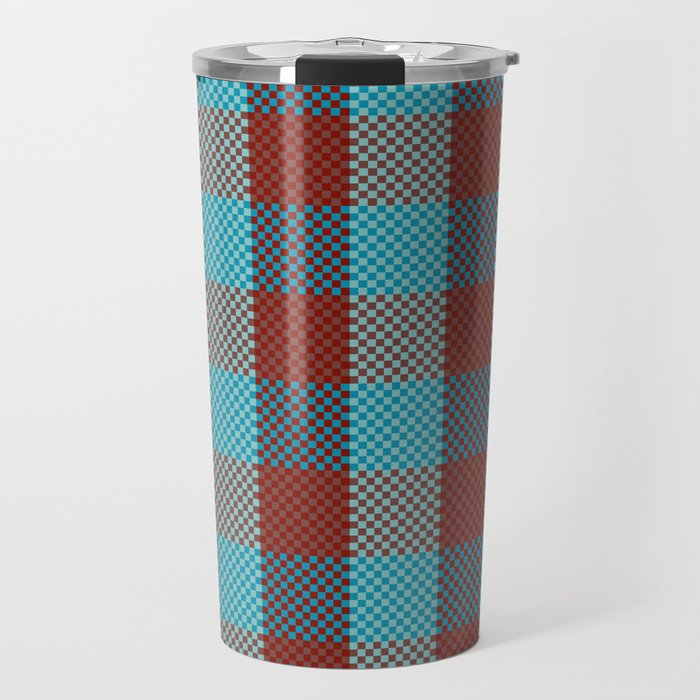 Pixel Plaid - Cranberry Bog Travel Mug