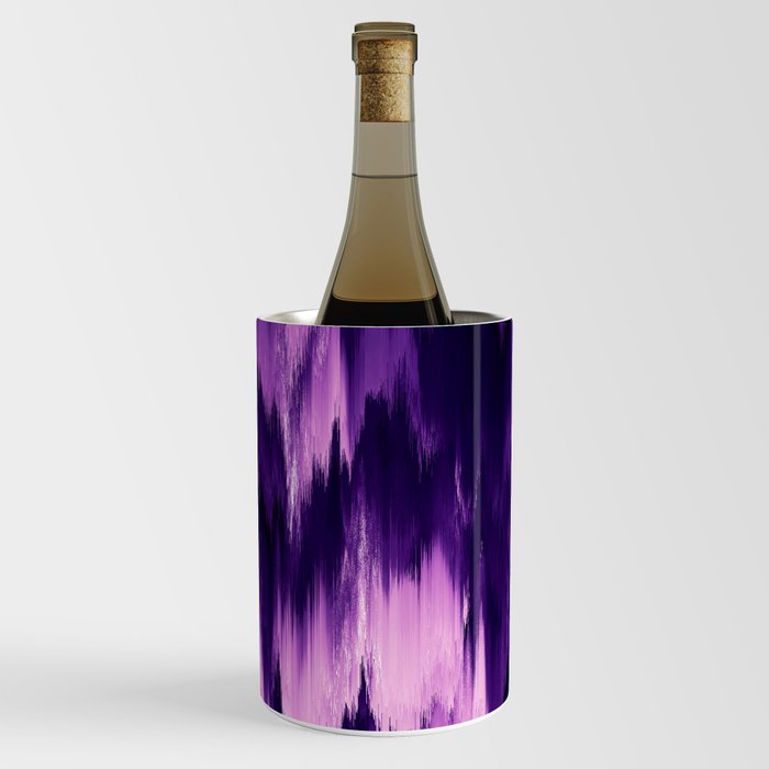 Modern Abstract Purple Lavender Coral Ombre Brushstrokes Ikat Wine Chiller