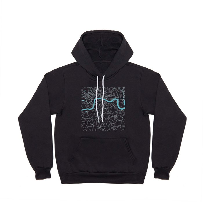 London White on Turquoise Street Map Hoody